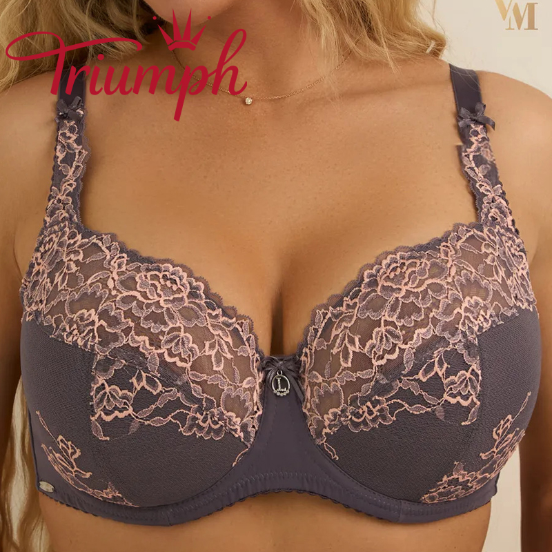 💖Σετ 4 τεμαχίων Triumph® ✨Σουτιέν με μπανέλα και δαντέλα για μεγάλο στήθος