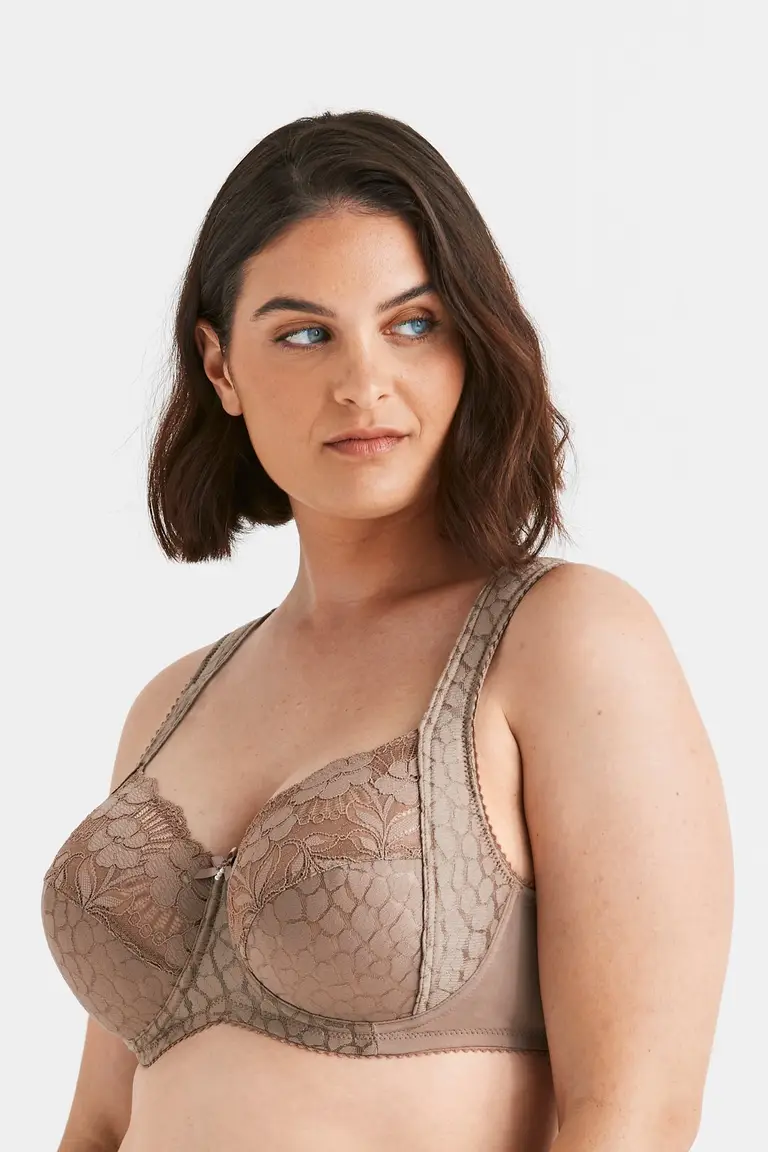 💖Conjunto de 3 piezas Triumph nuevo sujetador push-up inalámbrico de algodón con patchwork de encaje floral🔥