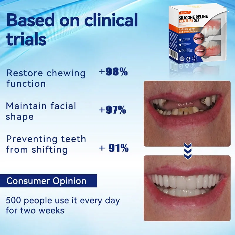 PosrystTM Silicone Reline Denture Set🦷(👩‍🔬CED Compliant Approved By Professional Dentists)