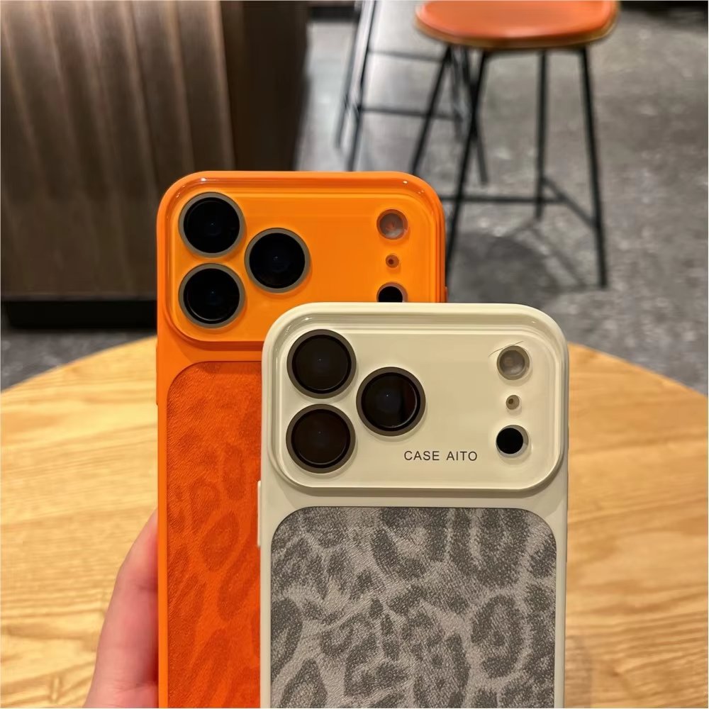 Luksusowe etui na iPhone 17 o fakturze skóry z motywem lamparta