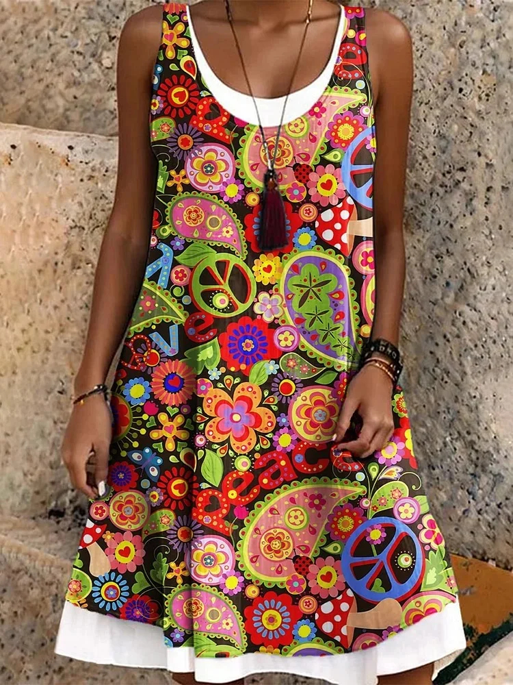 Strój kąpielowy w stylu retro, z dekoltem w szpic, w stylu retro, w wielokolorowe kwiaty Paisley