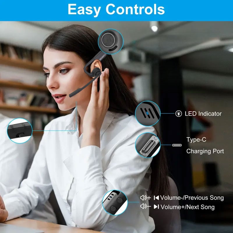 🎁Gorąca promocja - 49% zniżki🔥 Bezprzewodowy zestaw słuchawkowy Bluetooth z mikrofonem i funkcją Open Air Conduction