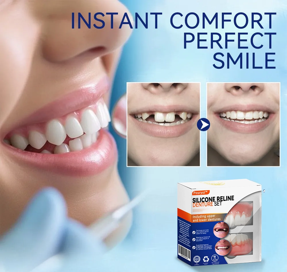 PosrystTM Silicone Reline Denture Set🦷(👩‍🔬CED Compliant Approved By Professional Dentists)