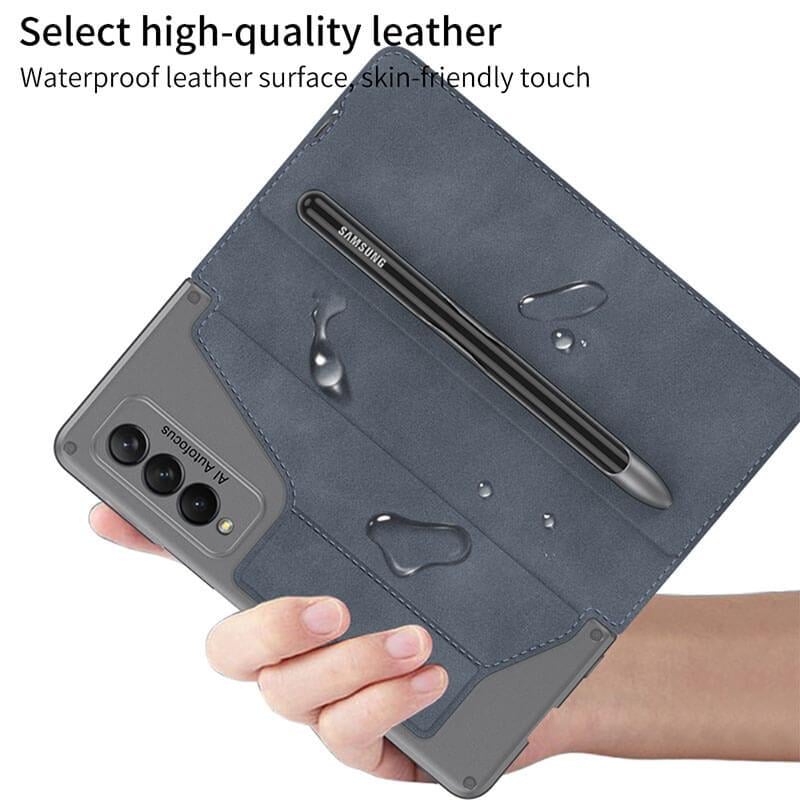 Skórzany uchwyt na długopis Armor Back Case do Samsung Galaxy Z Fold3 Fold4 Fold5 Fold6