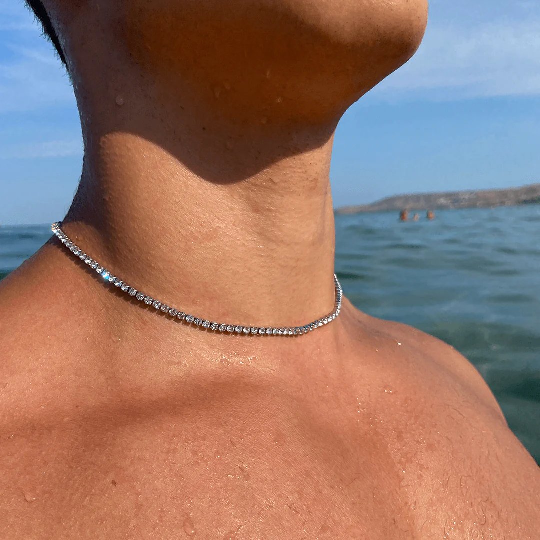 💥"Swarovski Naszyjnik tenisowy"Crystal" + Swarovski darmowa bransoletka