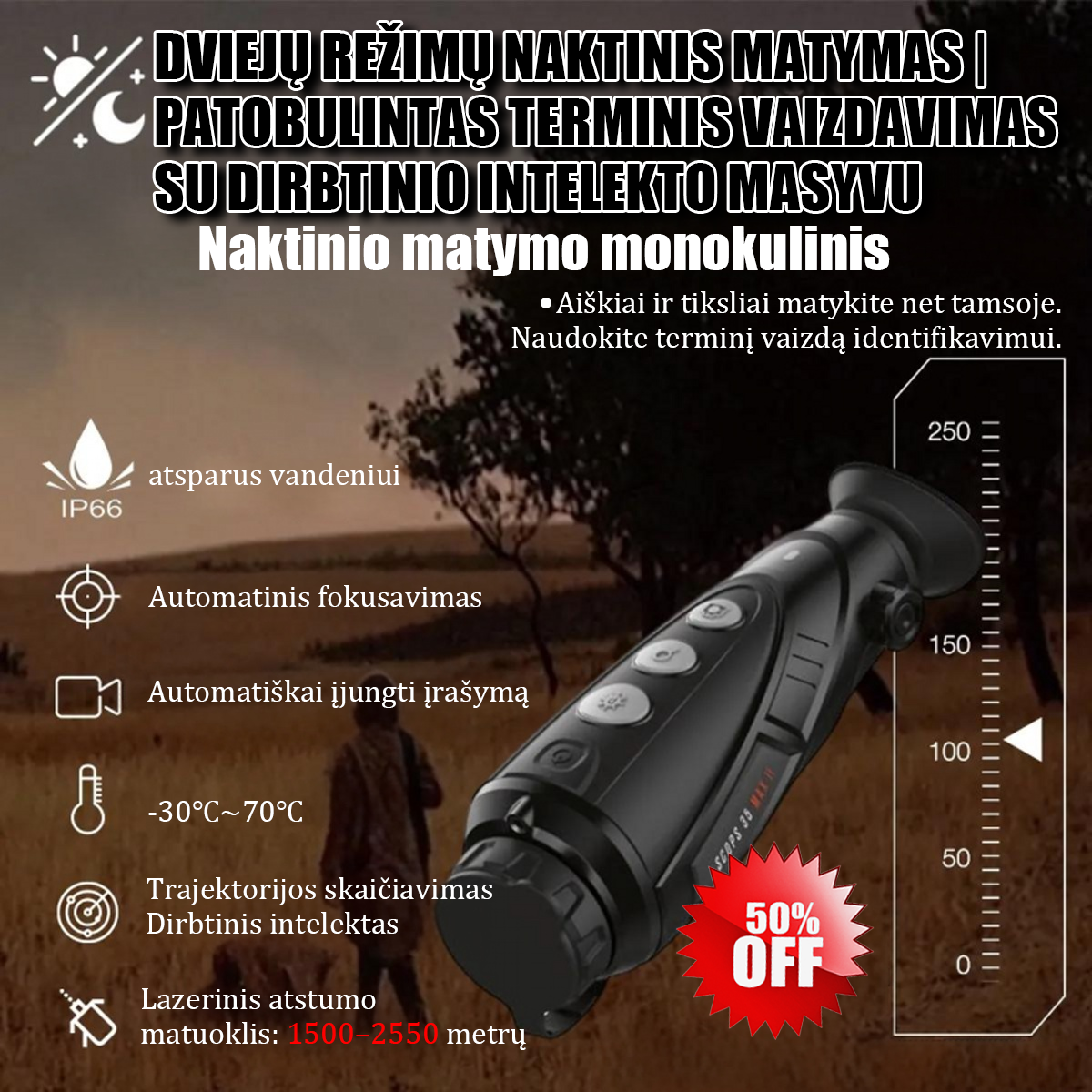 Terminio vaizdo monokulinis