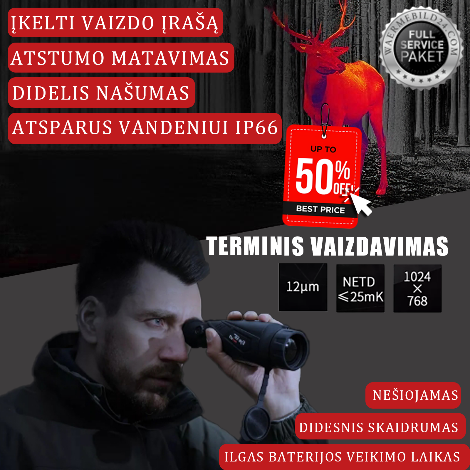 Terminio vaizdo monokulinis