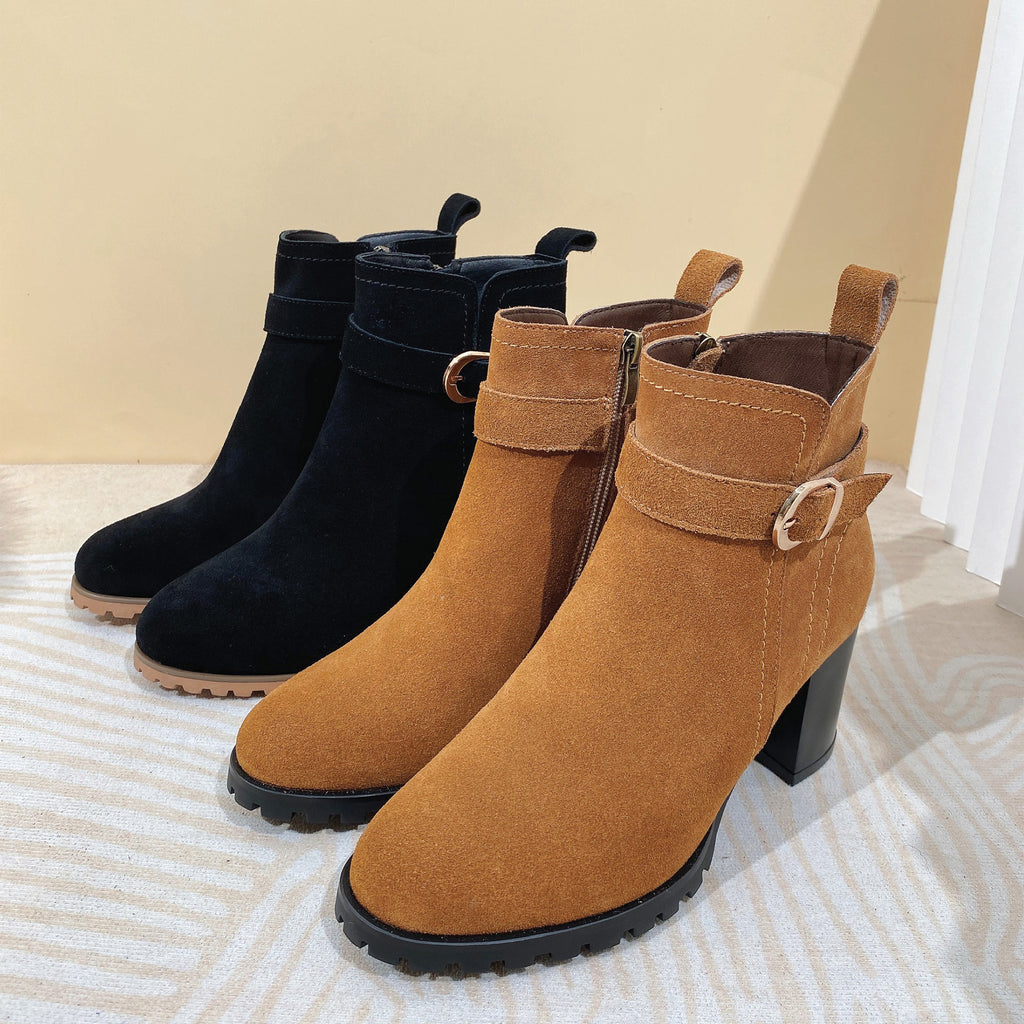 Leather Ankle uthtgg Boots with Zipper