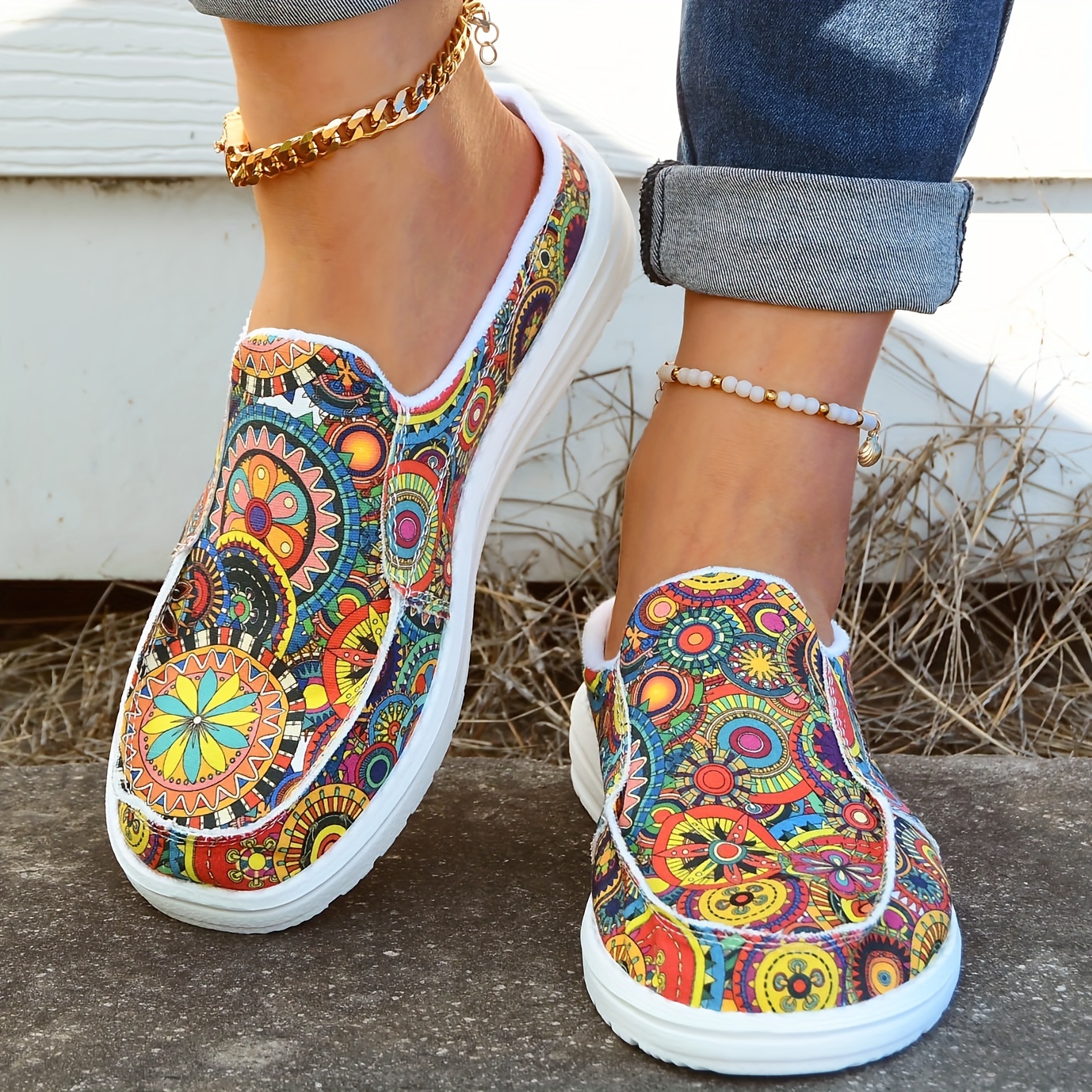 floral pattern fuzzy loafers women s soft sole lightweight details 3