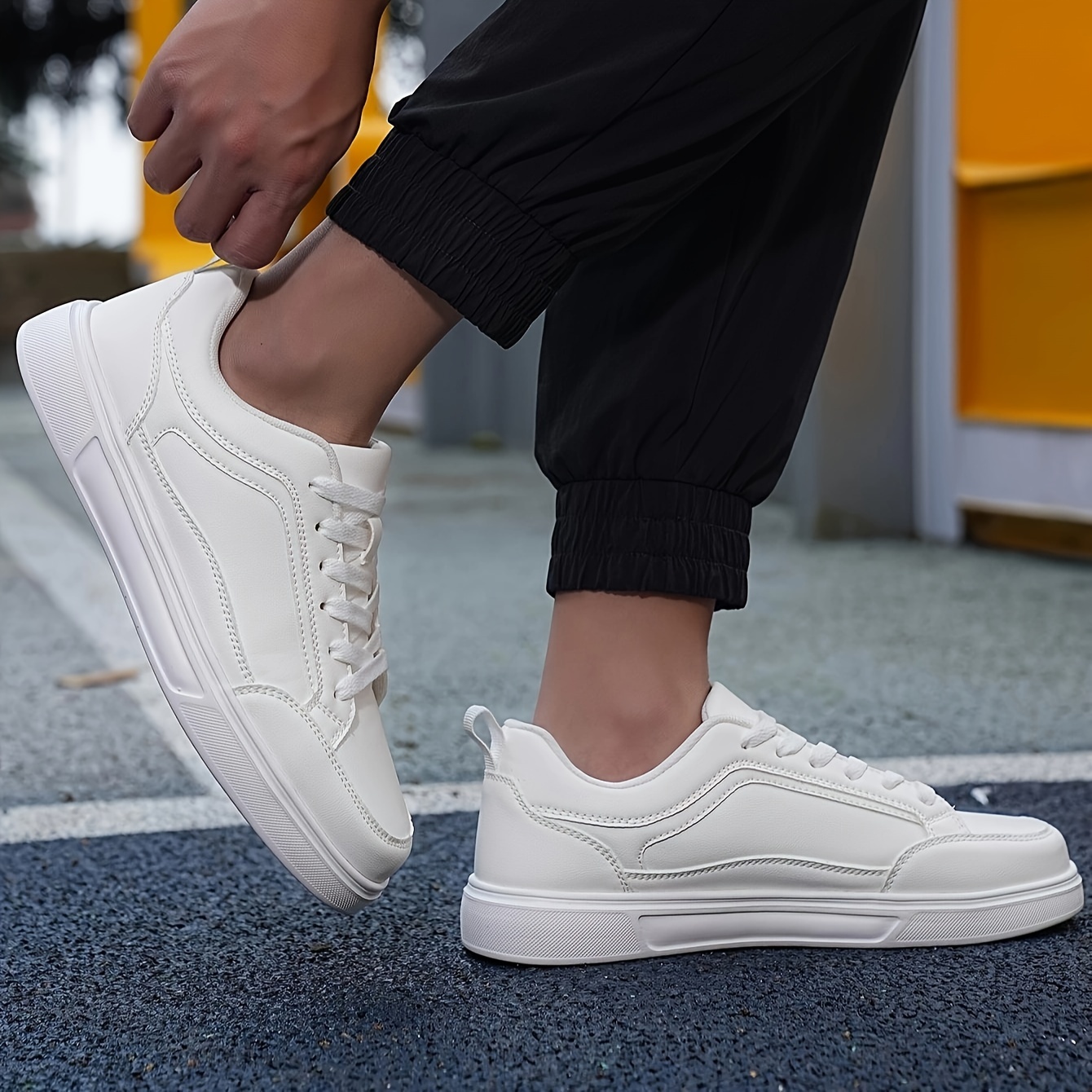 mens comfortable low top lace up sneakers lightweight non slip skateboard shoes for all seasons men s shoes temu details 1