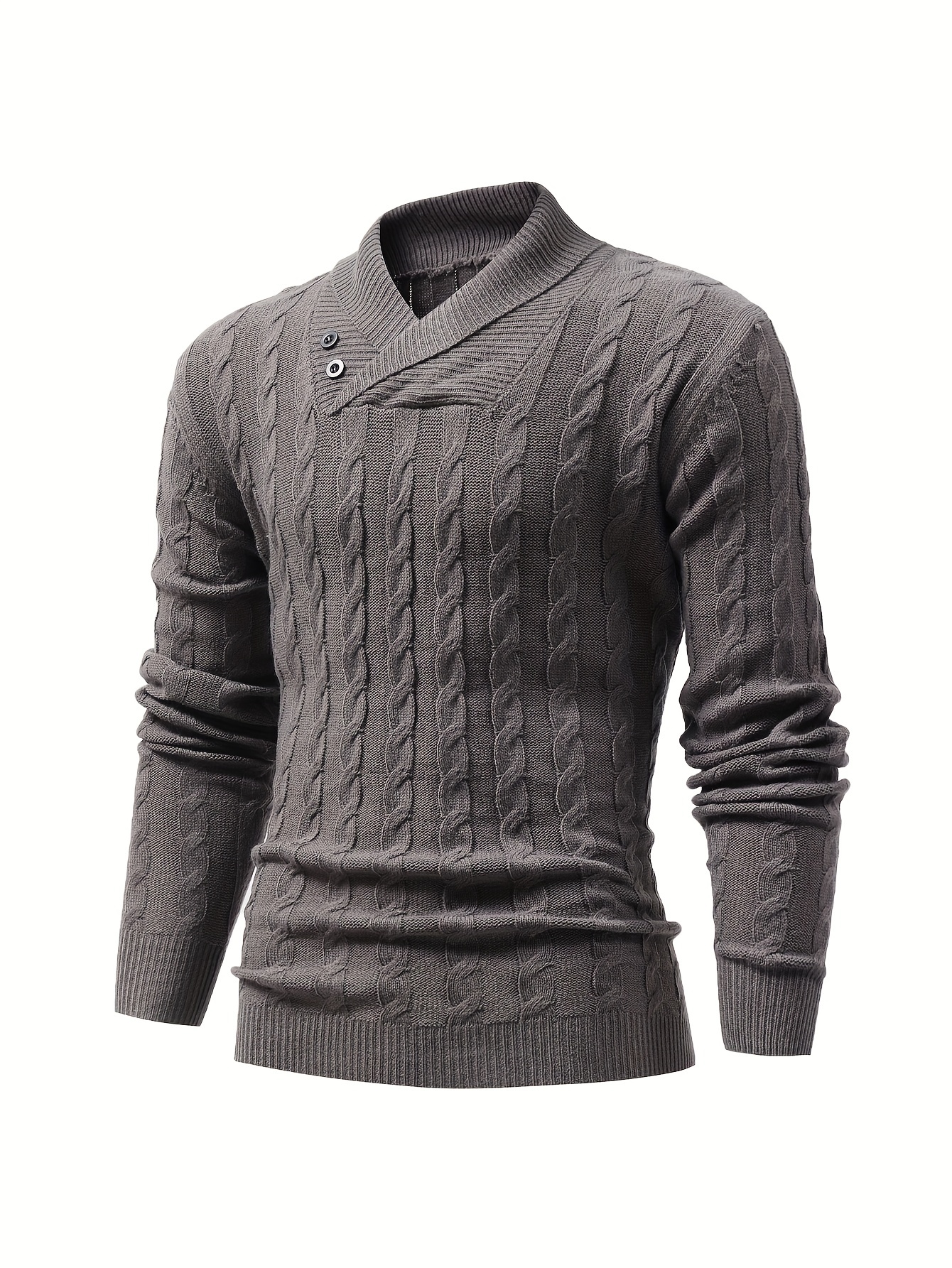 all match knitted shawl collar sweater mens casual warm high stretchy pullover sweater for fall winter details 16