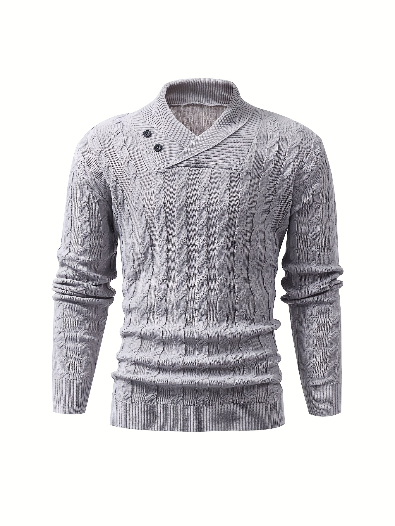 all match knitted shawl collar sweater mens casual warm high stretchy pullover sweater for fall winter details 1