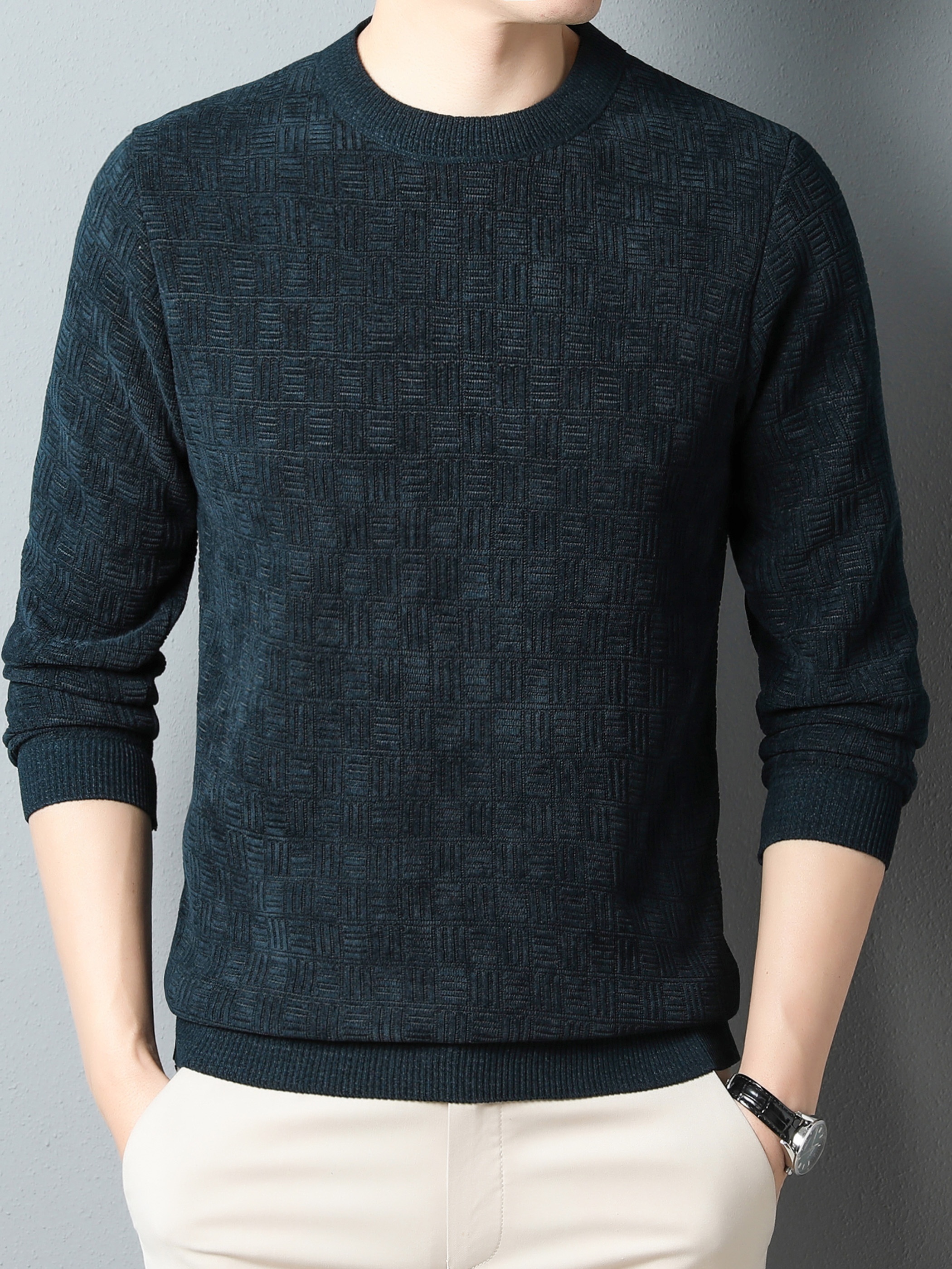 winter new mens casual sweater round neck plus thick base warm sweater best sellers details 10