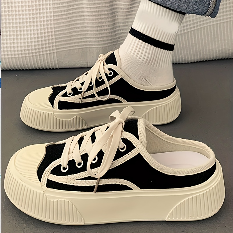 backless canvas sneakers women s match round toe slip skate details 4