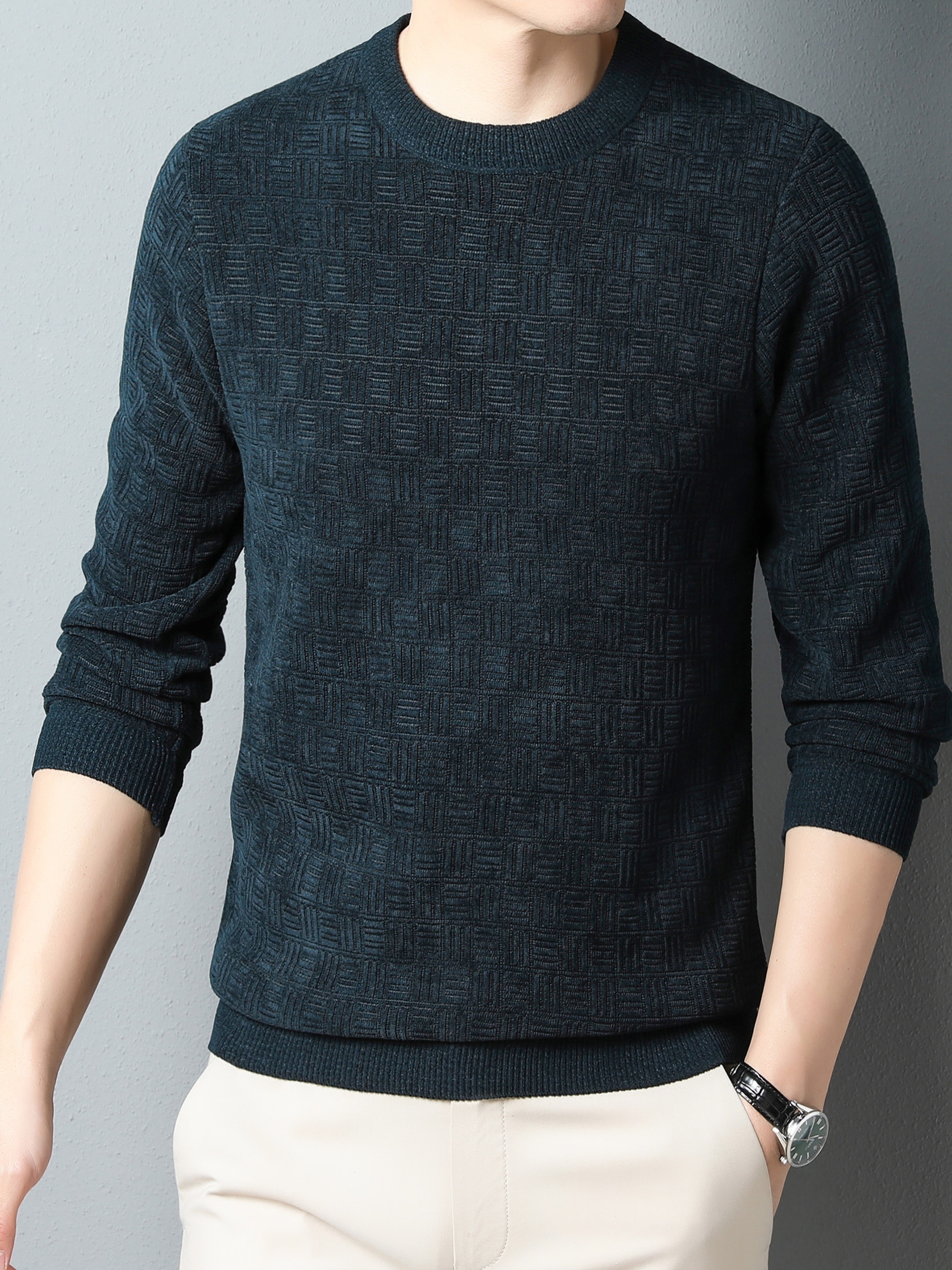 winter new mens casual sweater round neck plus thick base warm sweater best sellers details 14