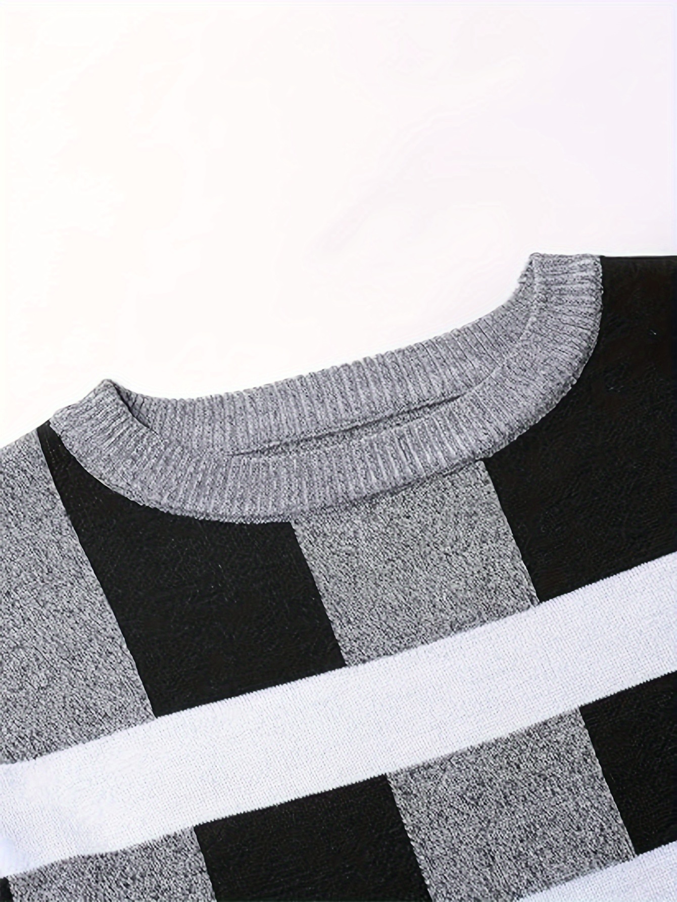 mens color block round neck sweater trendy stretch warm pullover for winter outdoor details 25