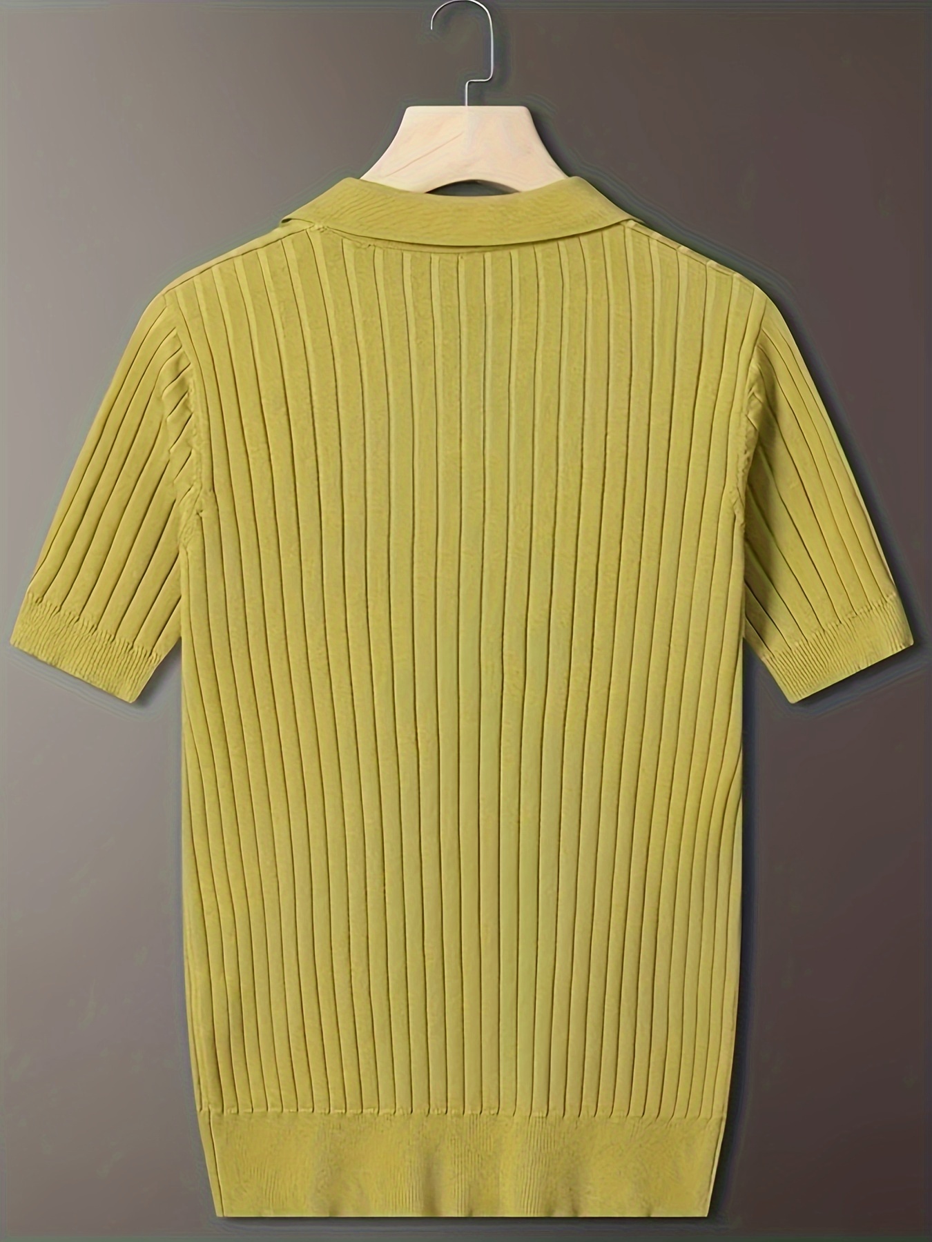 mens stripe pattern sweater casual breathable medium stretch short sleeve knitted top for summer details 20