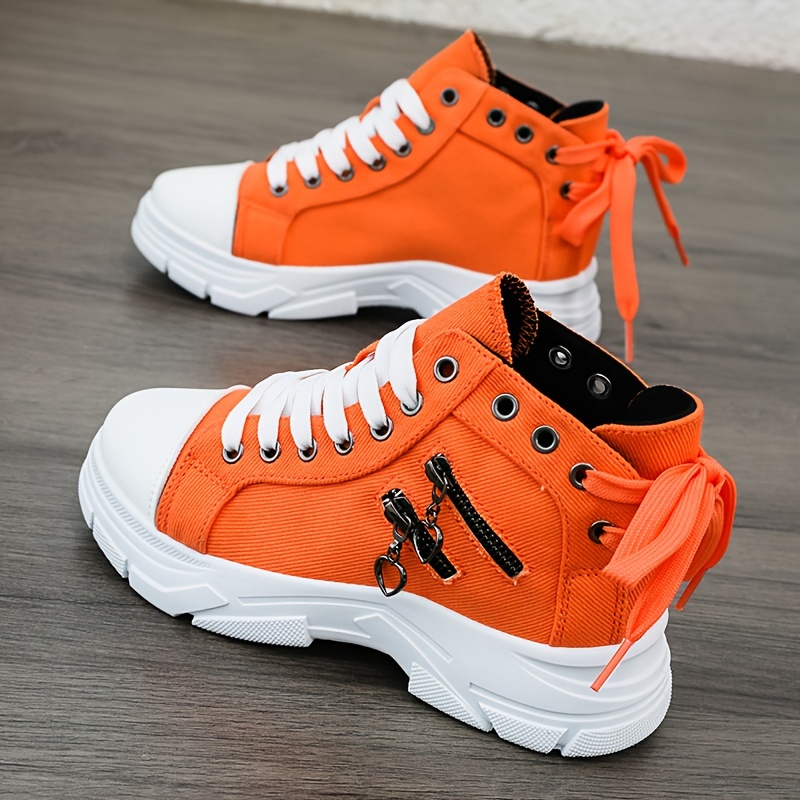 design canvas shoes women s platform side zipper casual lace details 9