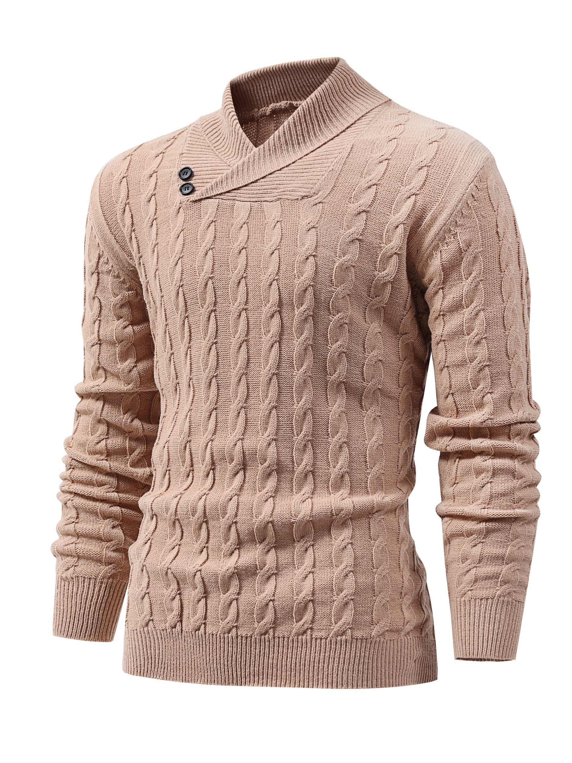 all match knitted shawl collar sweater mens casual warm high stretchy pullover sweater for fall winter details 28