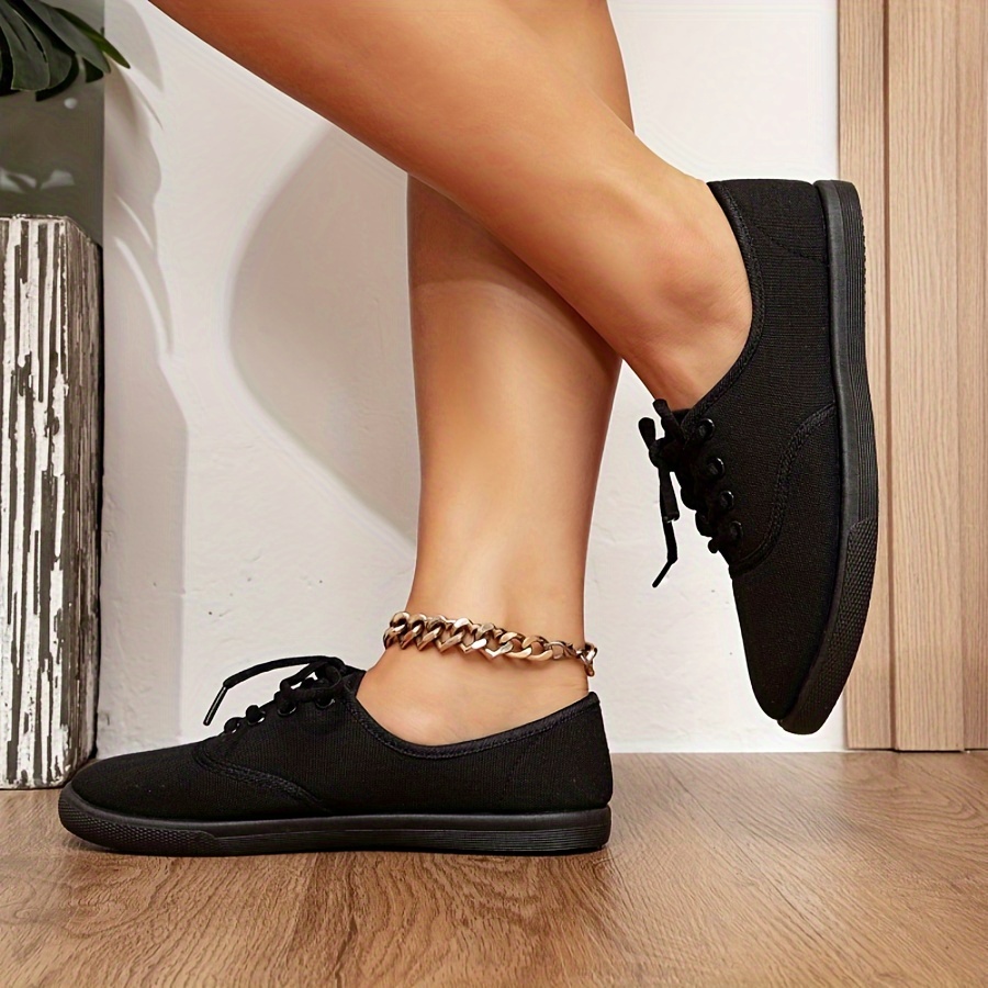 solid color canvas shoes women s lace lightweight soft sole details 1