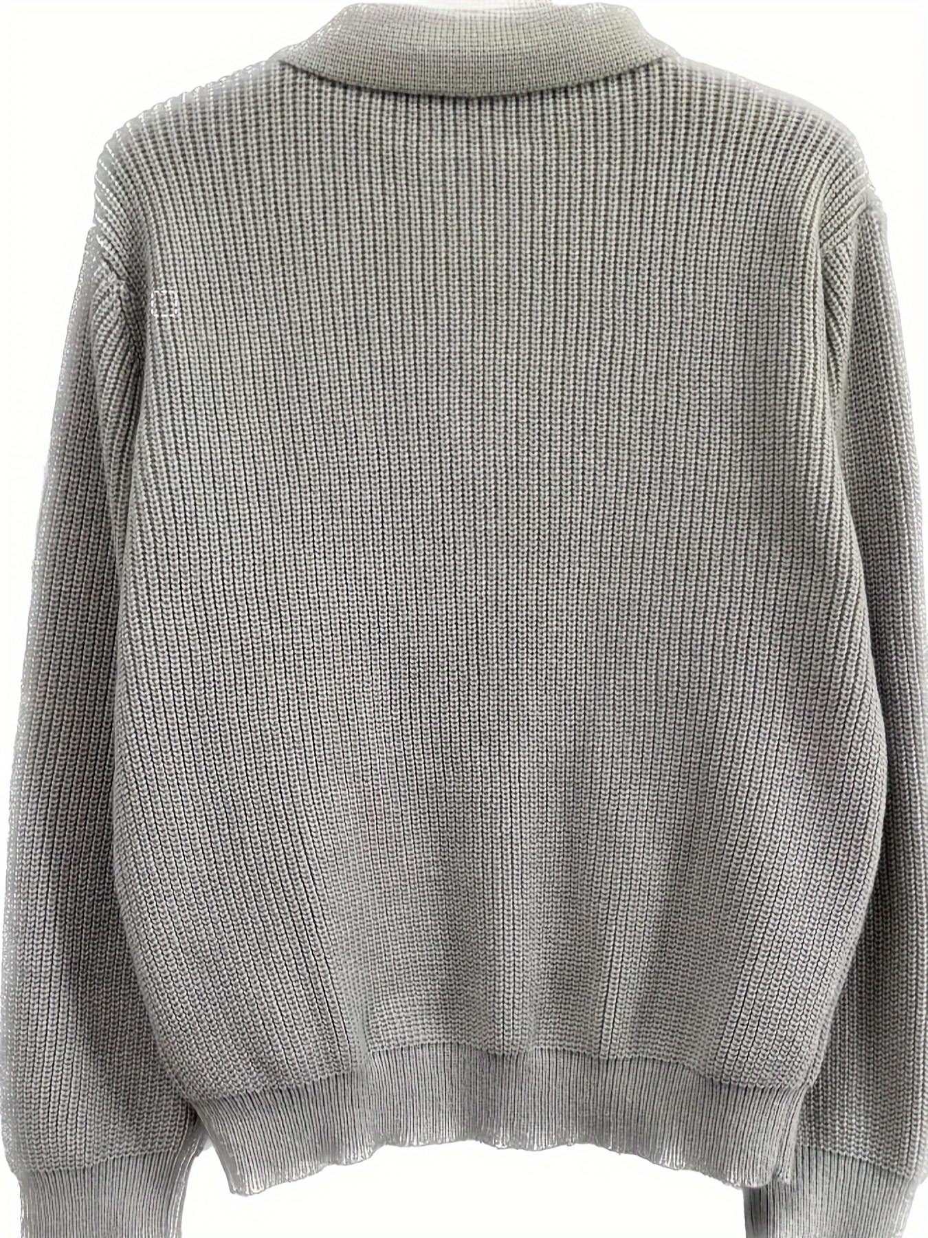 mens stylish solid knitted shirt casual slightly stretch breathable lapel zip up long sleeve shirt top for city walk street hanging details 12