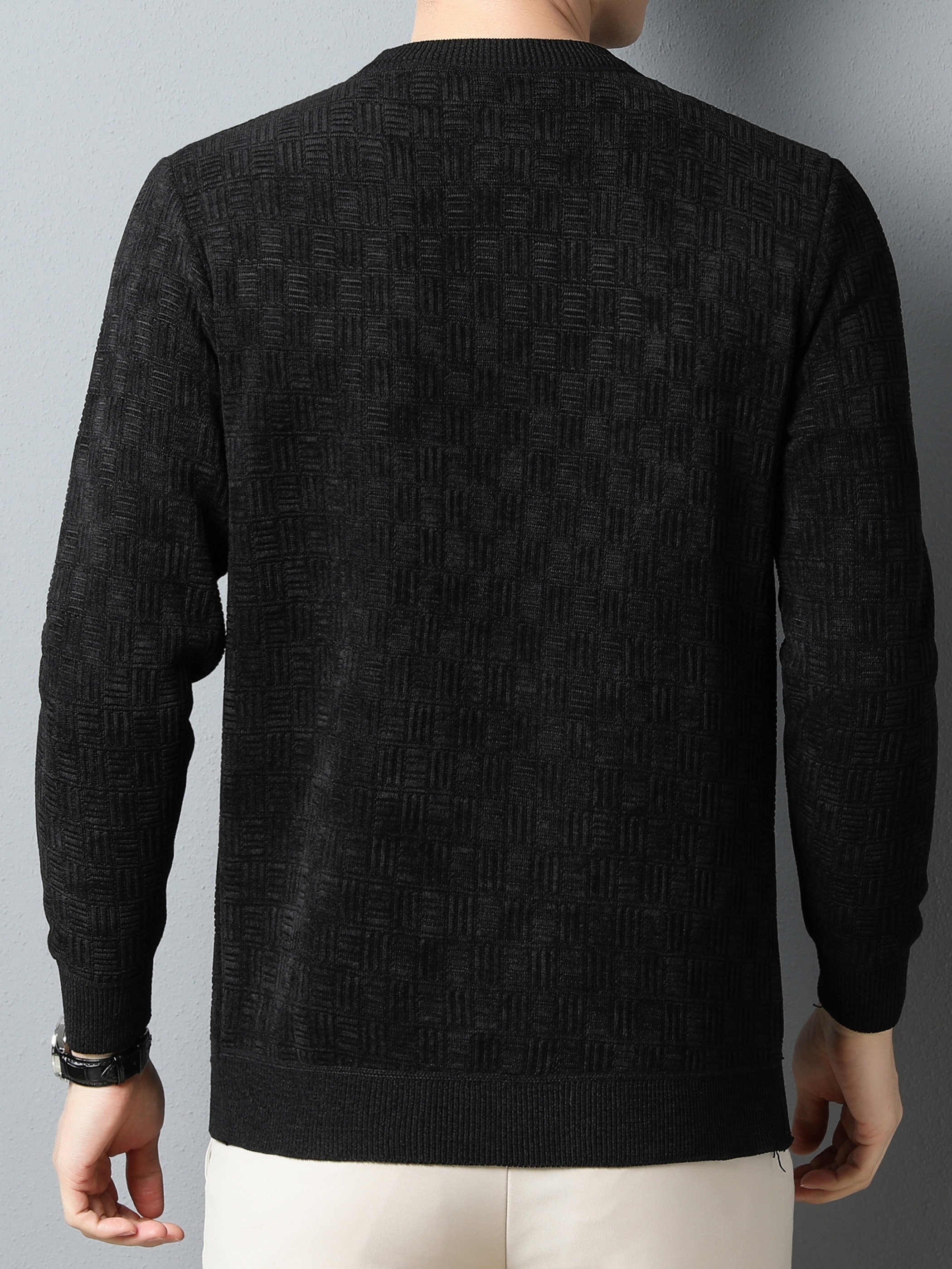 winter new mens casual sweater round neck plus thick base warm sweater best sellers details 2