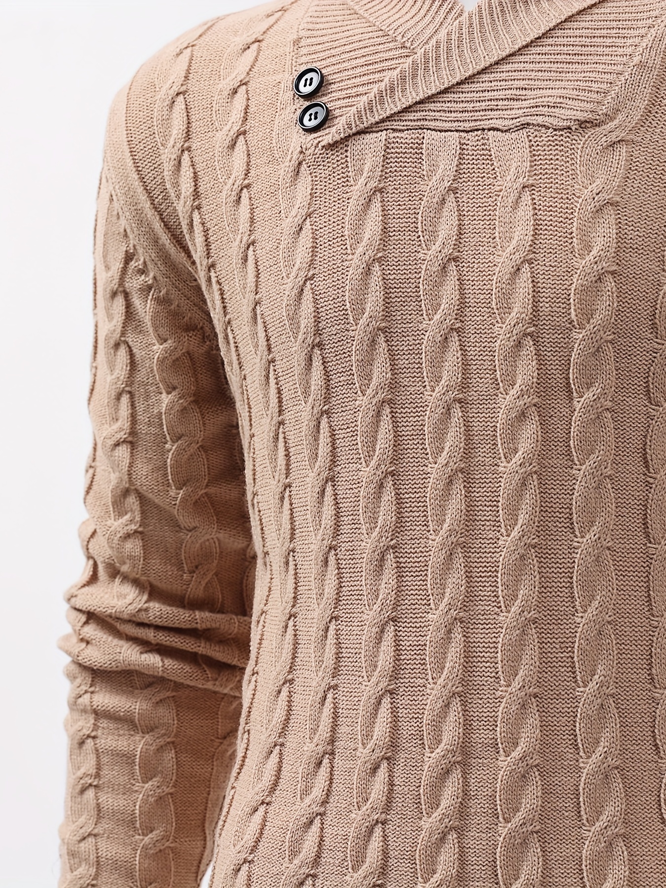 all match knitted shawl collar sweater mens casual warm high stretchy pullover sweater for fall winter details 32