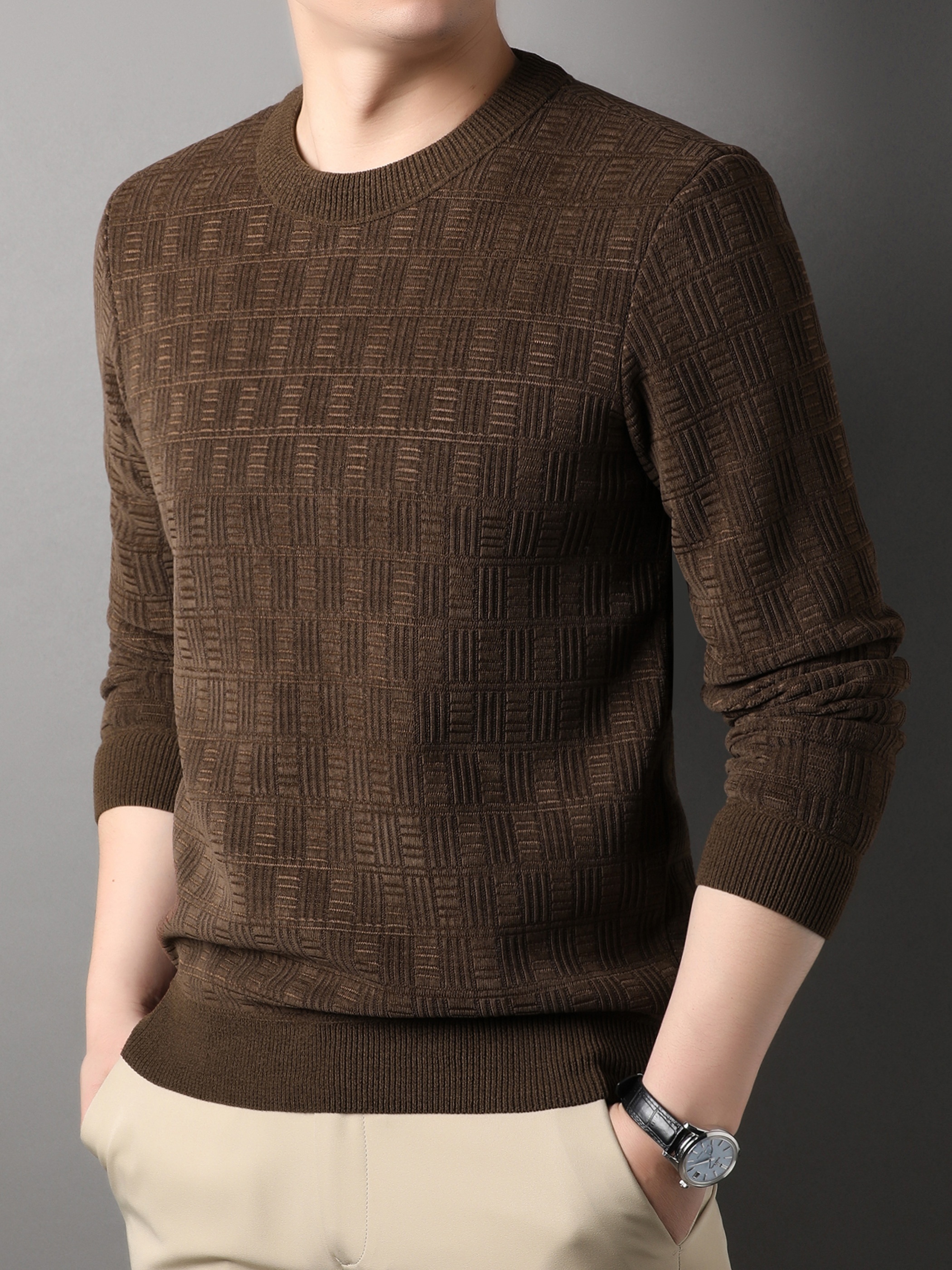 winter new mens casual sweater round neck plus thick base warm sweater best sellers details 23