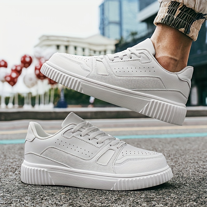 Mens Trendy Solid Skateboard Shoes Lace Up Non Slip Low Top Sneakers All Seasons Indoor Outdoor Workout Campus Walking Don t Miss These Great Deals Temu details 2