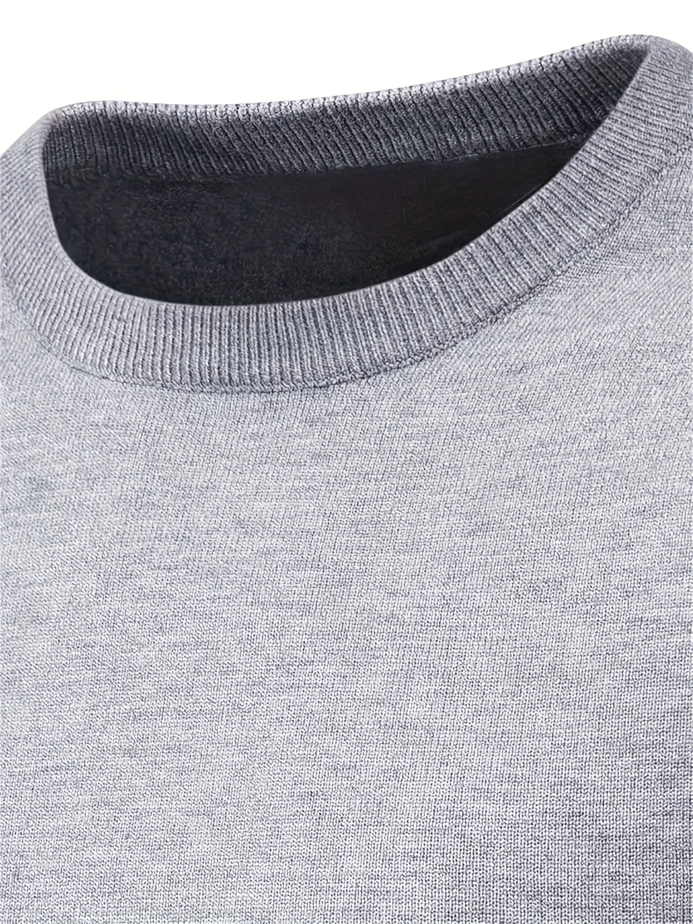mens casual solid knitted sweater warm and stretchy crew neck pullover for fall and winter details 52