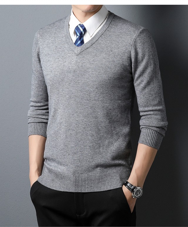 mens thick warm winter v neck slim knitted pullover sweater not included shirt details 2