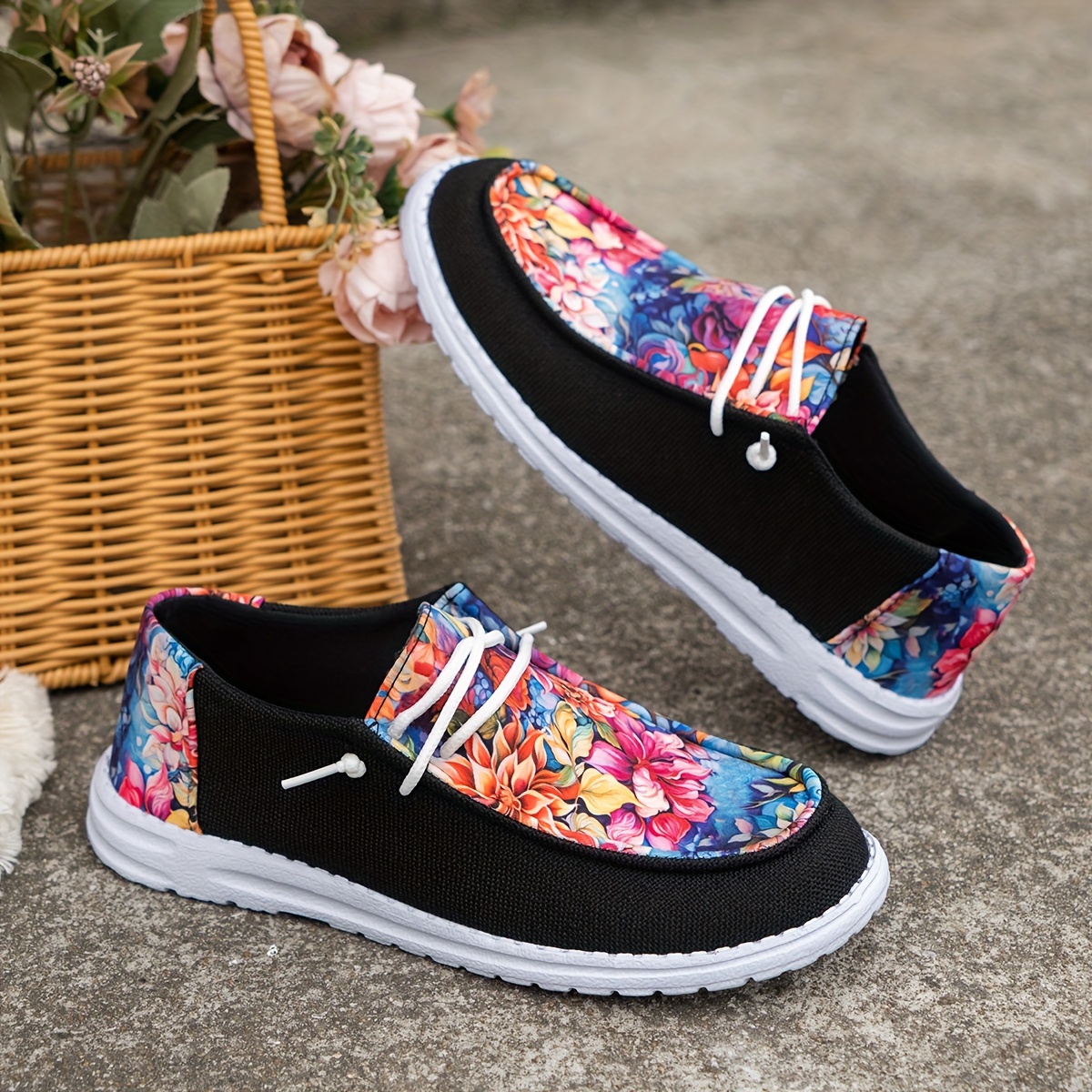 floral print canvas sneakers women s slip lightweight soft details 4
