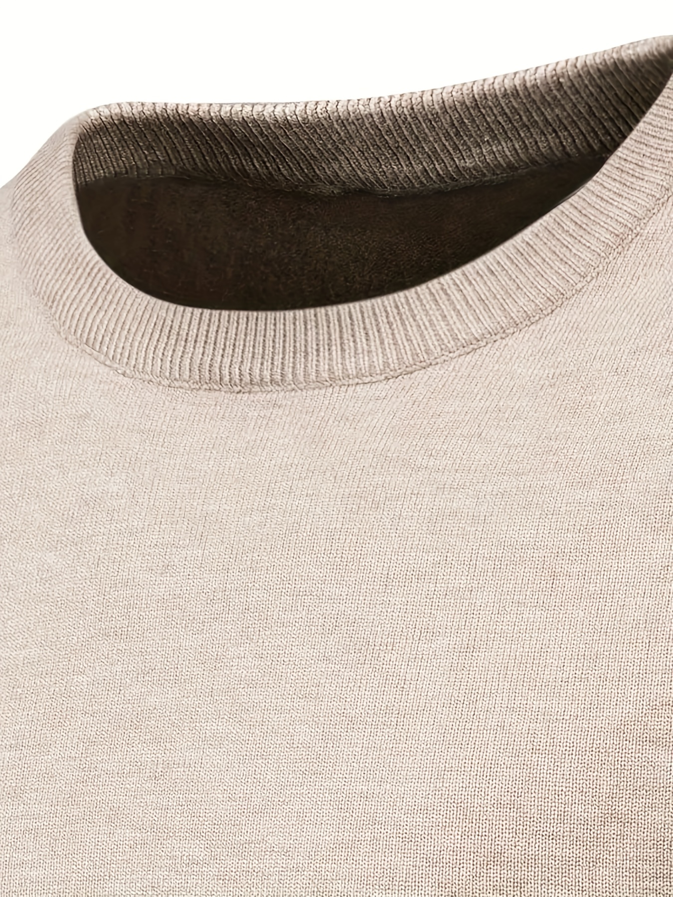 mens casual solid knitted sweater warm and stretchy crew neck pullover for fall and winter details 12