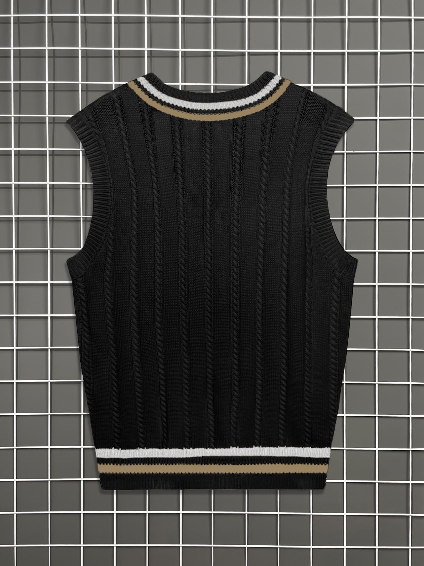 elegant slightly stretch preppy vest mens casual vintage style v neck vest for fall winter details 1