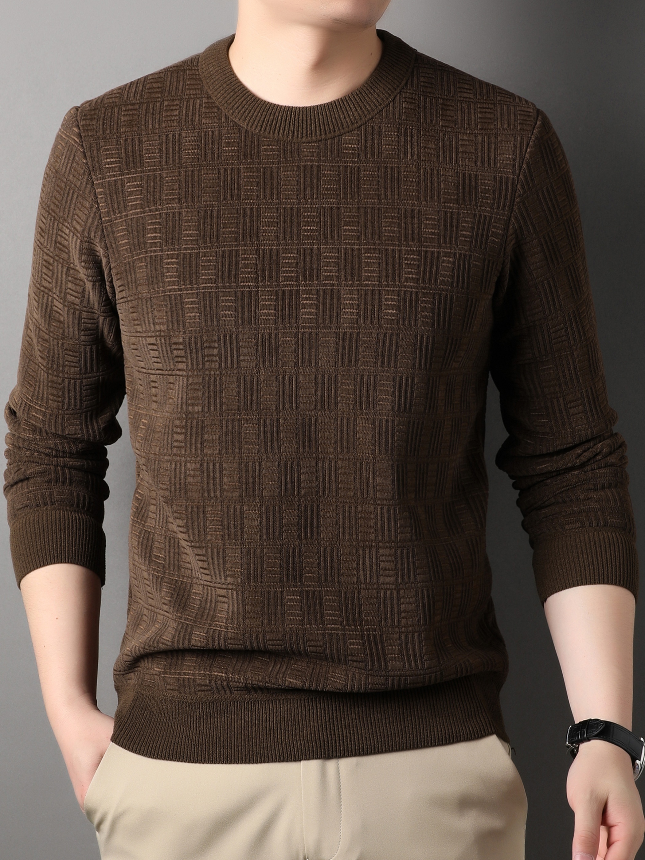 winter new mens casual sweater round neck plus thick base warm sweater best sellers details 24