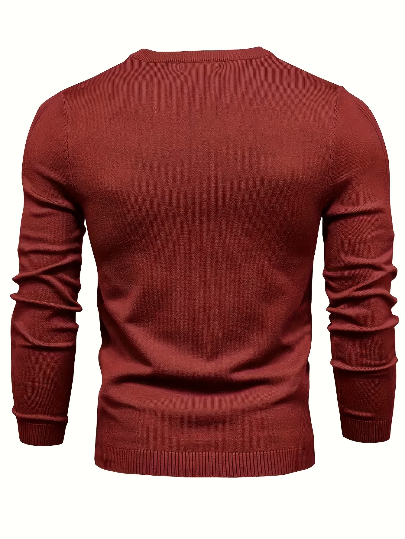 mens casual solid knitted sweater warm and stretchy crew neck pullover for fall and winter details 43