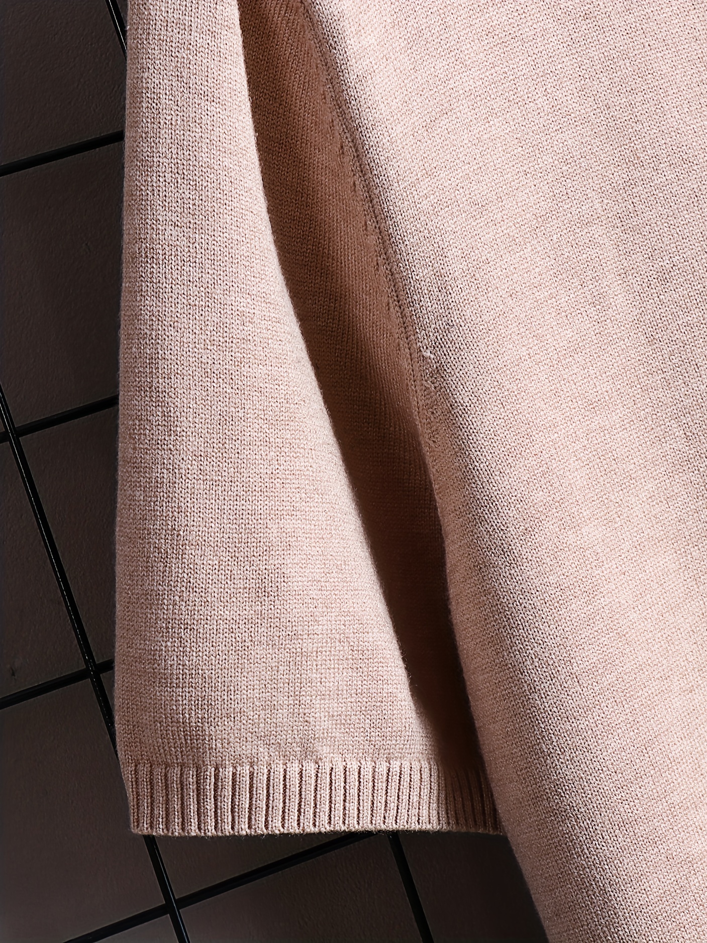 solid color lapel chic polo short sleeve shirt mens casual warm mid stretch v neck pullover sweater for spring fall details 9