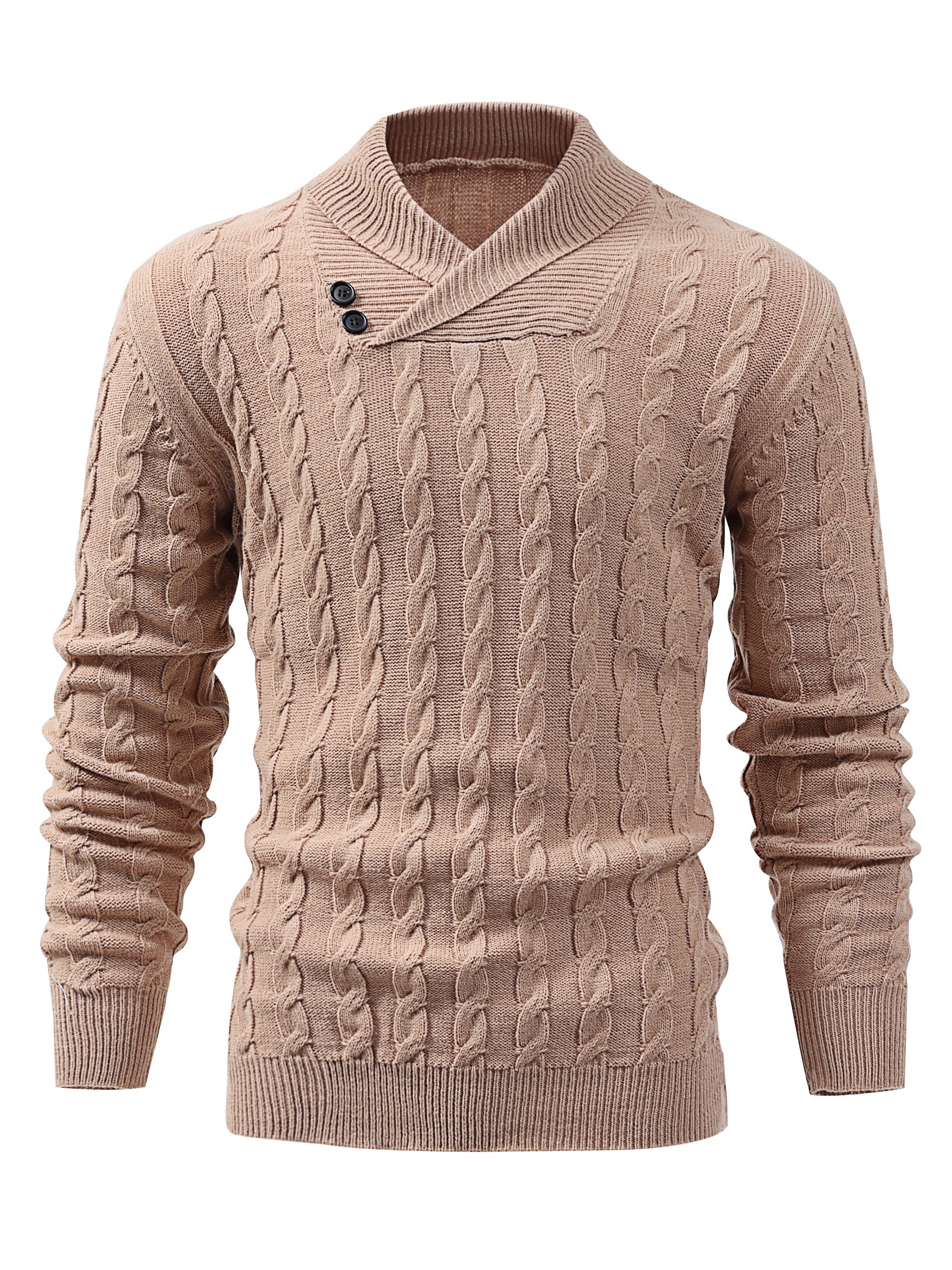 all match knitted shawl collar sweater mens casual warm high stretchy pullover sweater for fall winter details 29