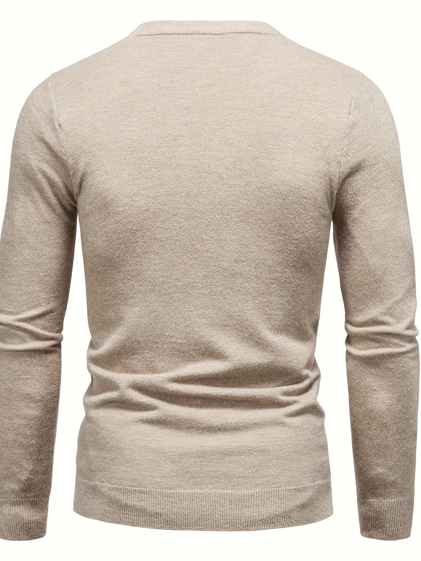 mens casual solid knitted sweater warm and stretchy crew neck pullover for fall and winter details 10