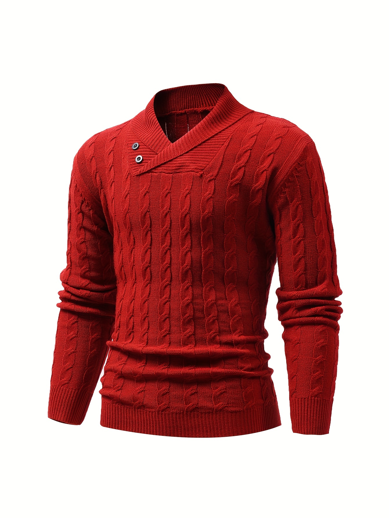 all match knitted shawl collar sweater mens casual warm high stretchy pullover sweater for fall winter details 10