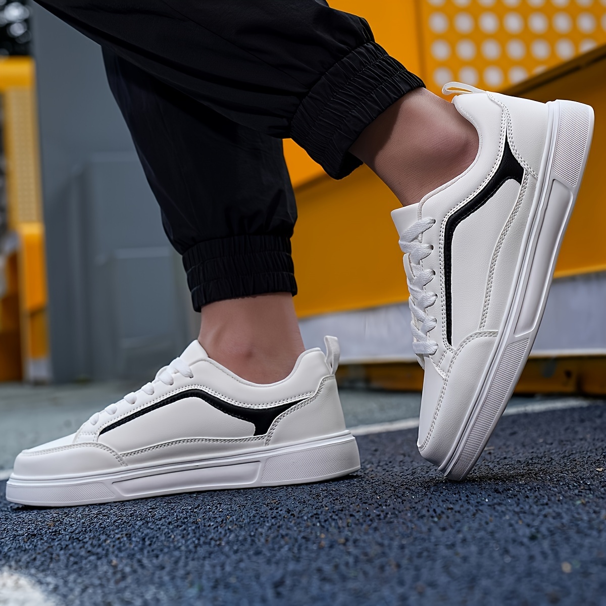 mens comfortable low top lace up sneakers lightweight non slip skateboard shoes for all seasons men s shoes temu details 2