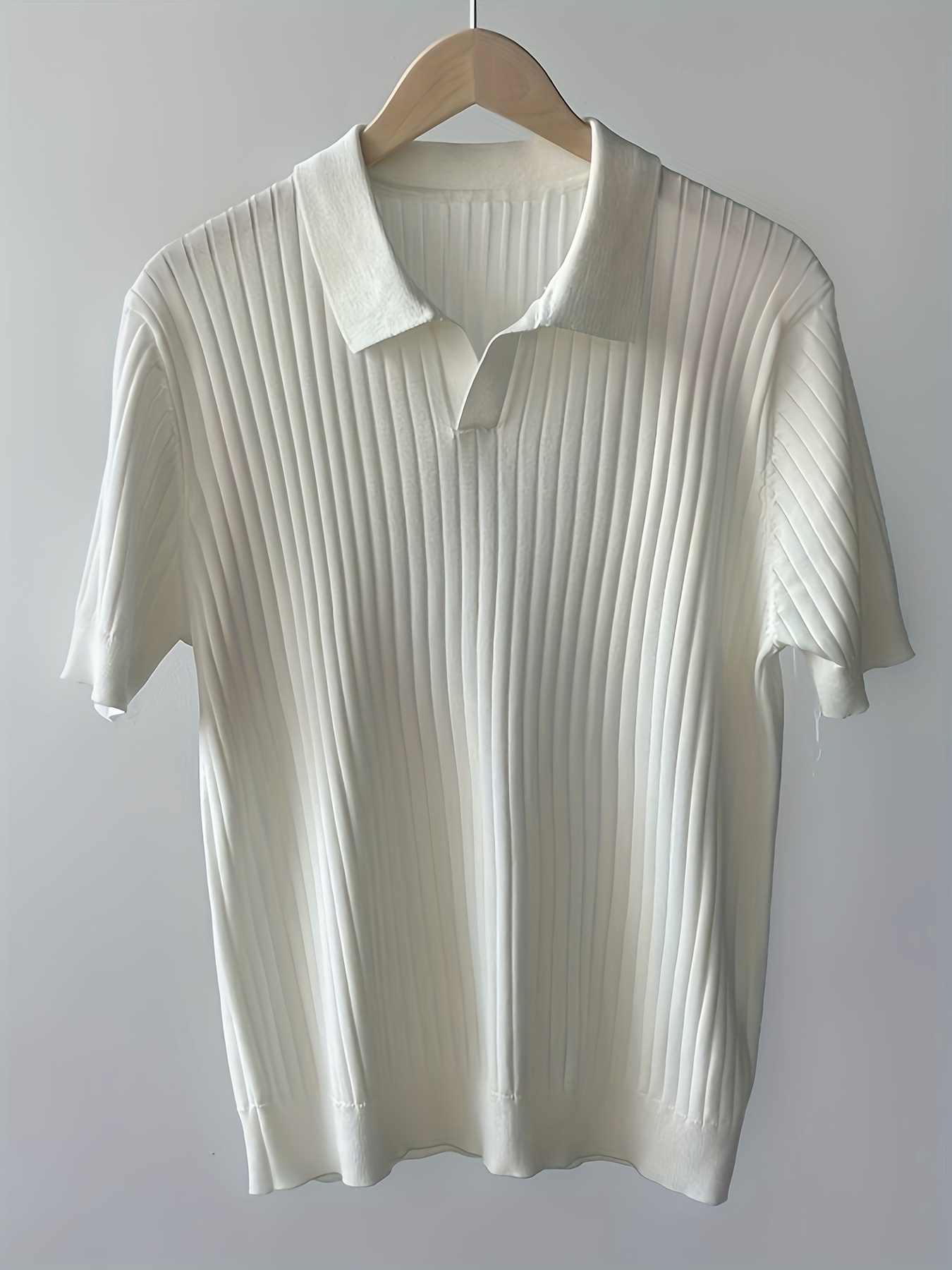 mens stripe pattern sweater casual breathable medium stretch short sleeve knitted top for summer details 36