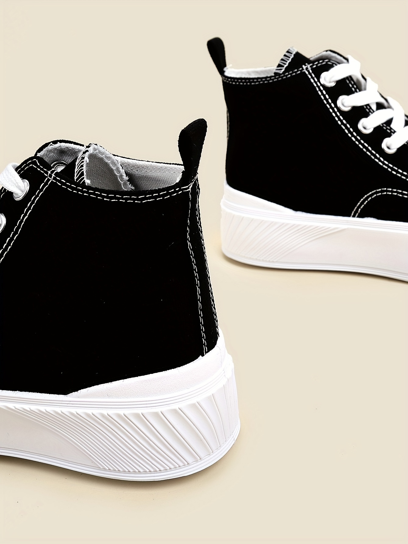 canvas high top sneakers women s round toe lace platform details 10