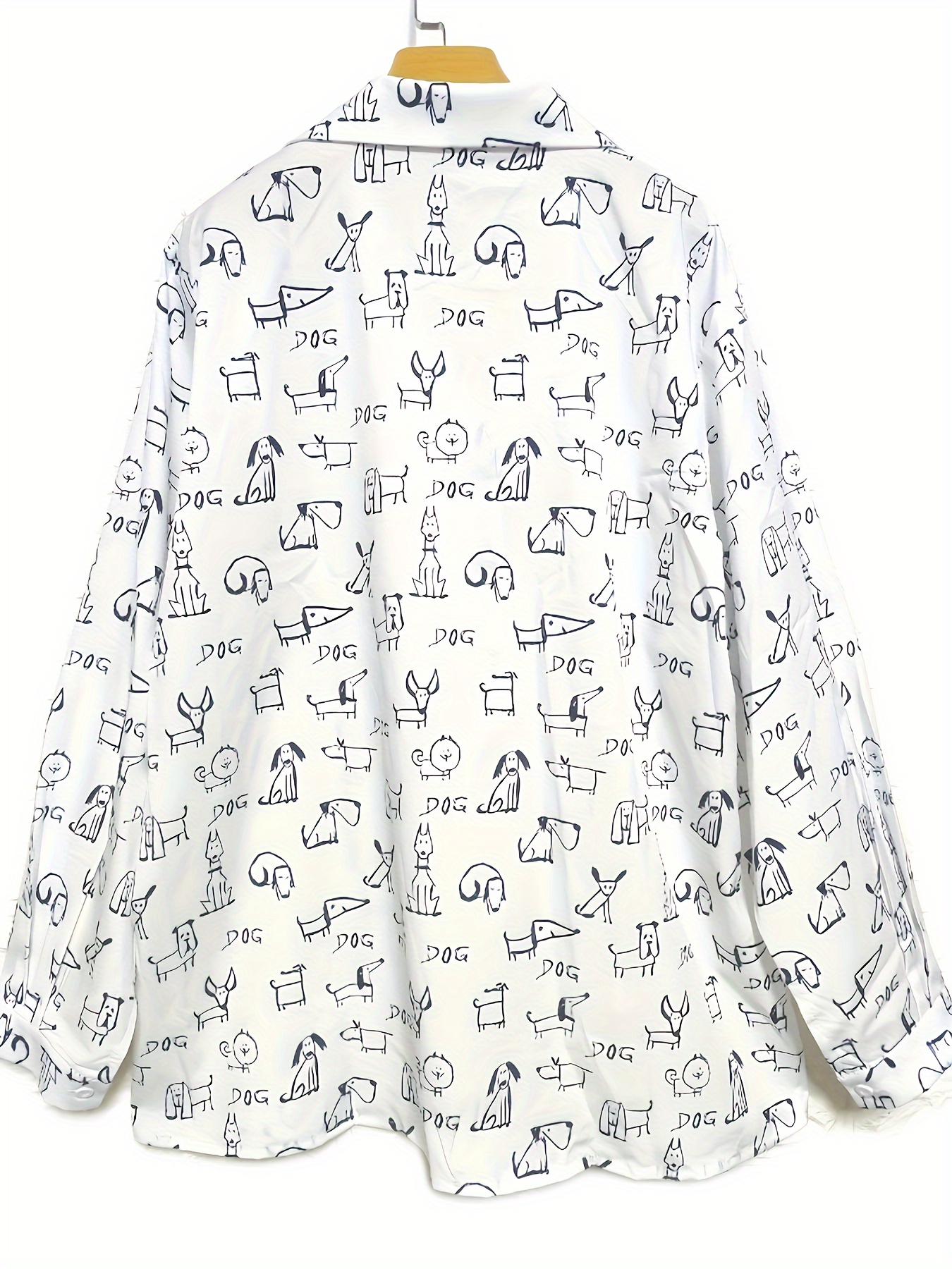 plus size casual blouse womens plus dog print button up long sleeve turn down collar blouse details 2