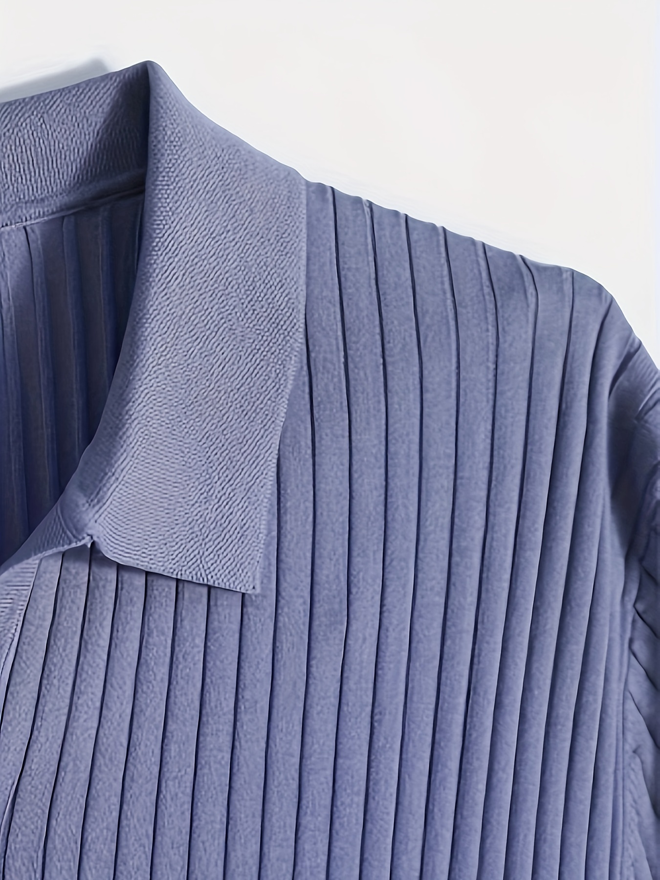 mens stripe pattern sweater casual breathable medium stretch short sleeve knitted top for summer details 12