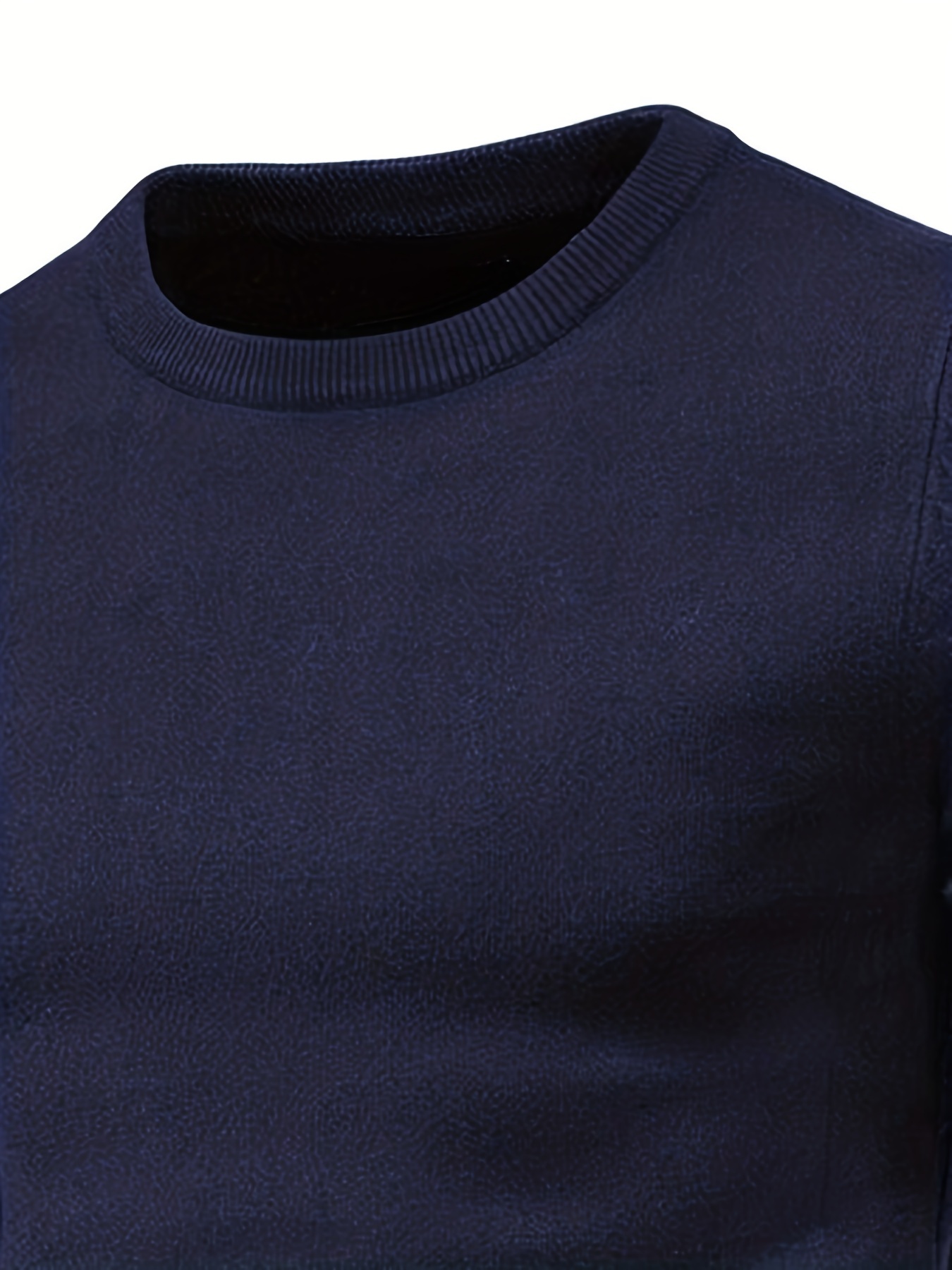 mens casual solid knitted sweater warm and stretchy crew neck pullover for fall and winter details 29