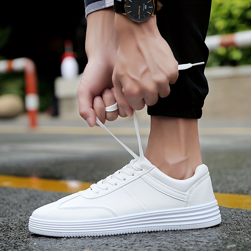 white skateboard shoes men s low top trendy non slip comfy details 3