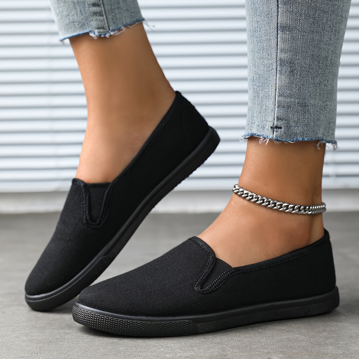canvas slip shoes women s casual round toe flats r leisure details 6