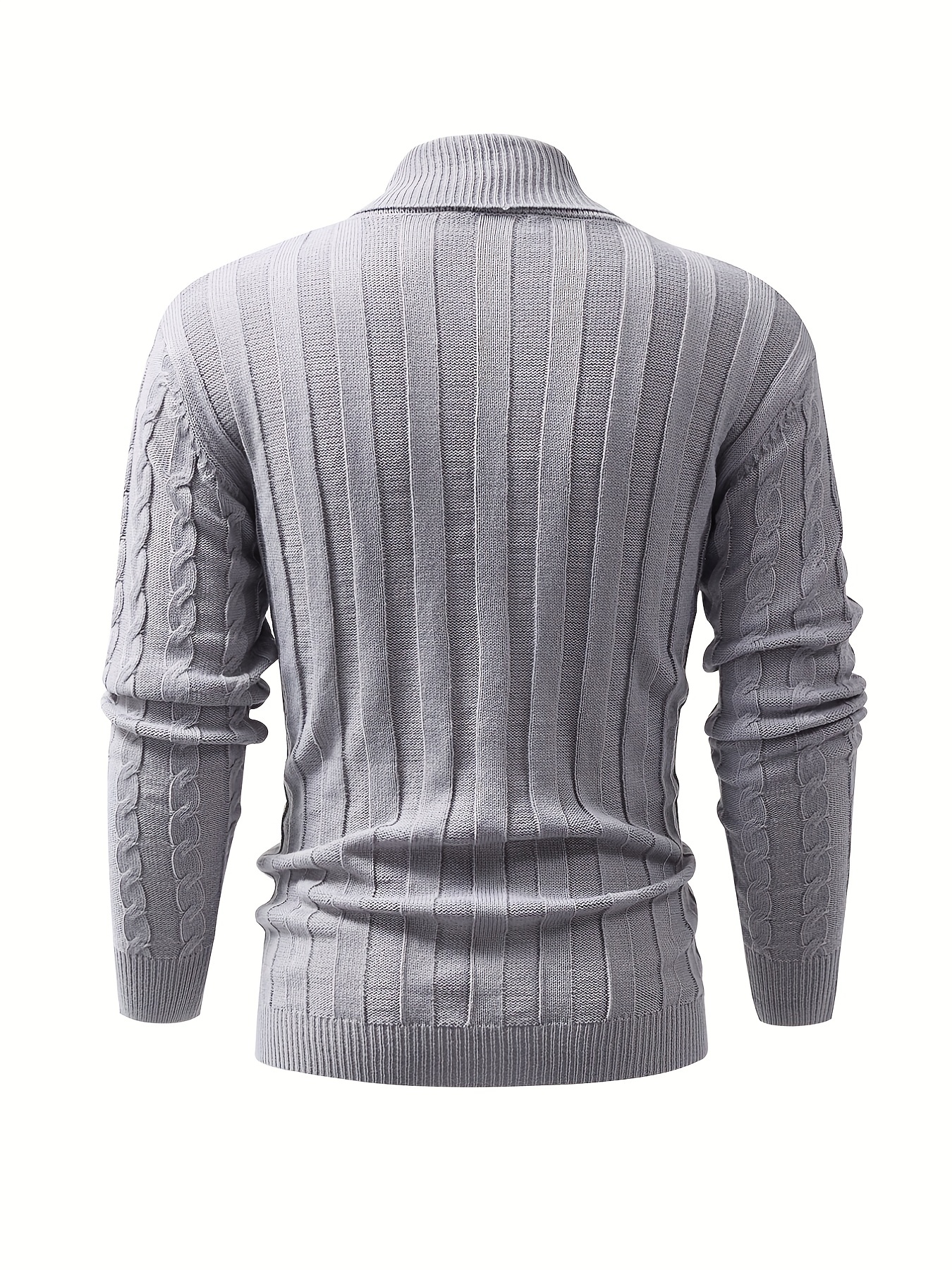 all match knitted shawl collar sweater mens casual warm high stretchy pullover sweater for fall winter details 2