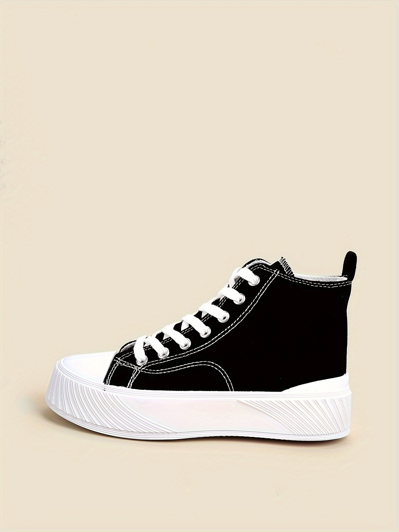 canvas high top sneakers women s round toe lace platform details 0